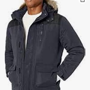 CHEROKEE MENS EXPEDITION PARKA JACKET SIZE L NWT MEDIA POCKET FAUX FUR COLKAR
